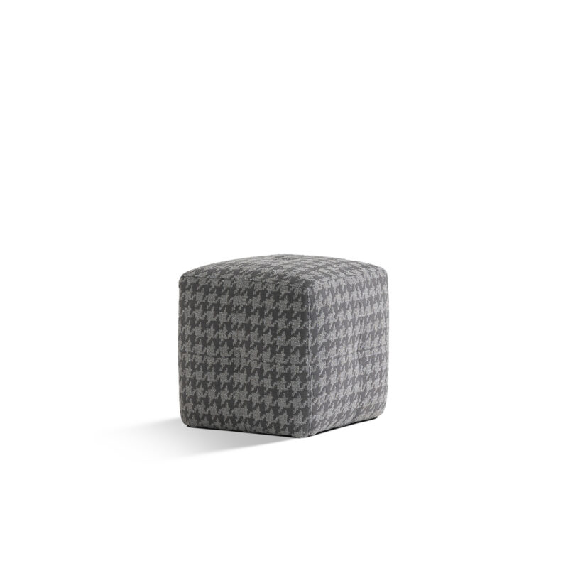 california cube ottoman in checked fabric