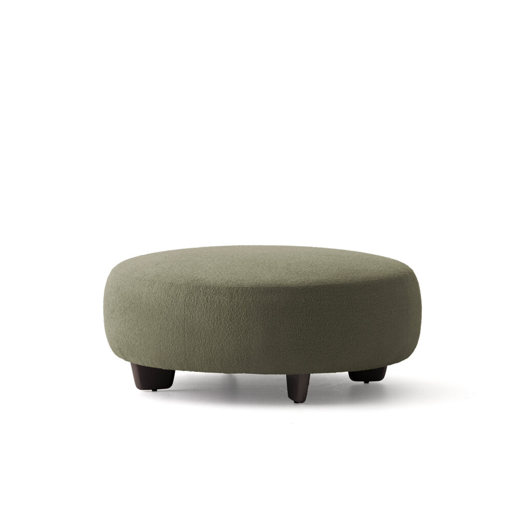 big round green ottoman with legs bon bon