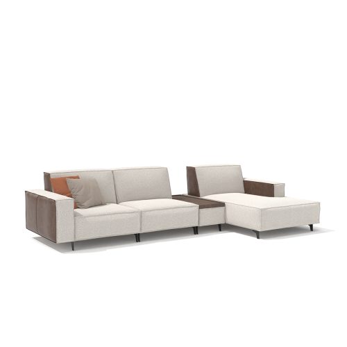 Canapé sectionnel modulaire beige sur fond blanc, design moderne et luxueux par LEOPARD Furniture, Canada.