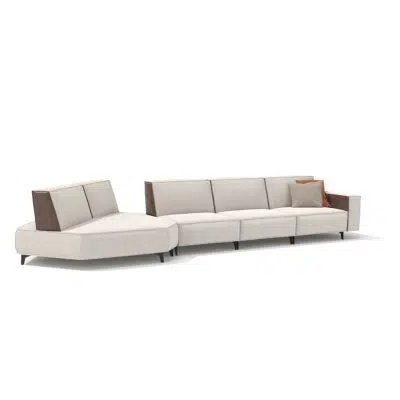 Sectional sofa en tissu moderne sur fond blanc, par LEOPARD Furniture, Canada.