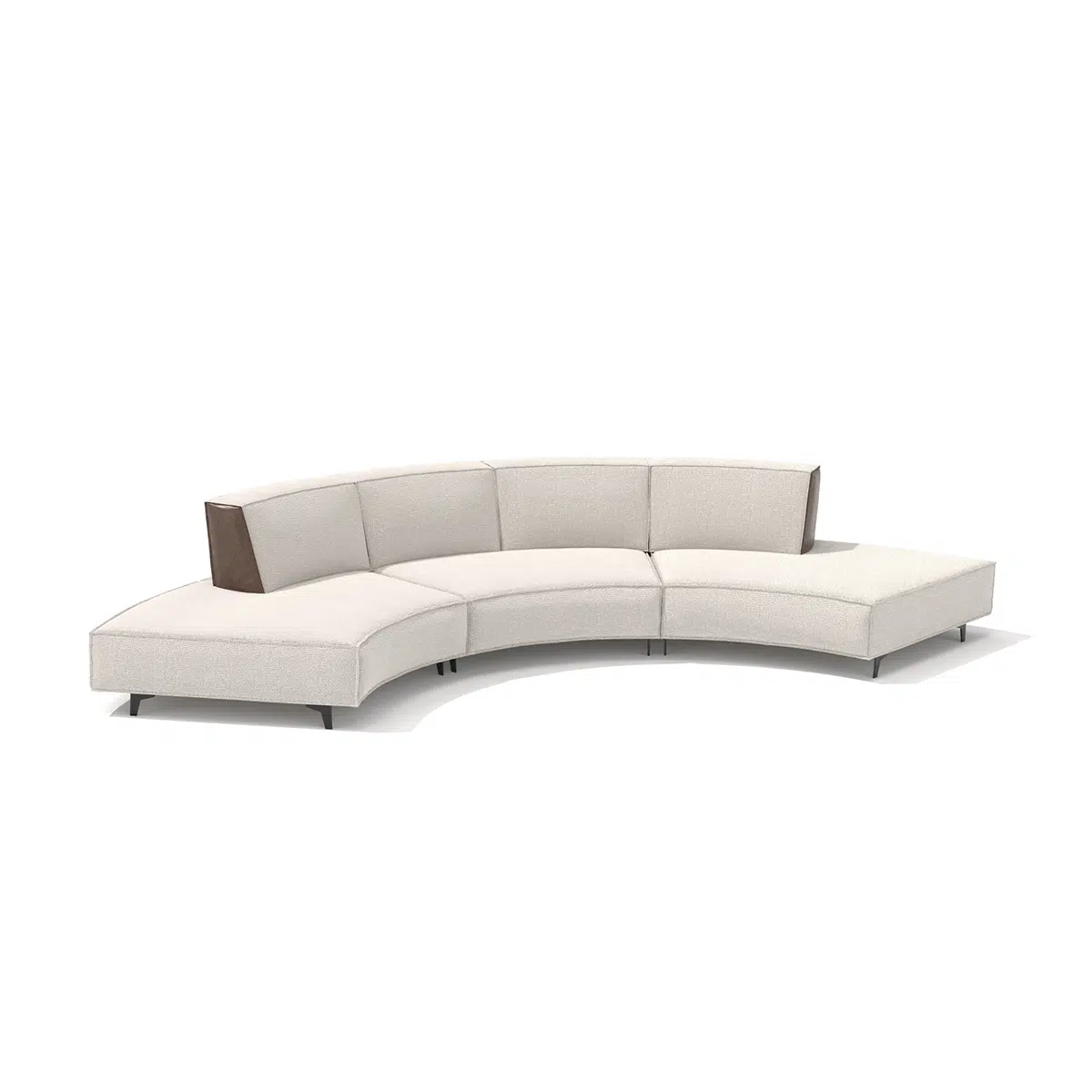 Elegant curved sectional sofa on white background by LEOPARD Furniture, premium Canadian interior design.