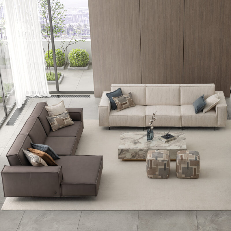 luxury contemporary living room setup with cubic modular sofa cavalli