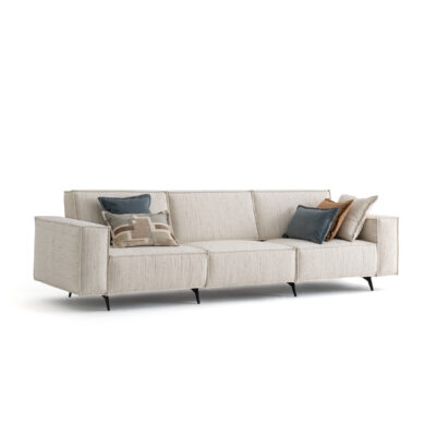 cavalli cubic modular sofa with DSS mechanism in white fabric upholstery