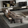 kyoto high end large modular sectional sofa with internal and back side coffee table in gray fabric unique award winning design