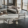 luxury contemporary design living room with large high-end unique design sofa