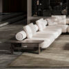 kyoto high end large modular sectional sofa in white fabric unique award winning design in exceptional contemporary living room setup