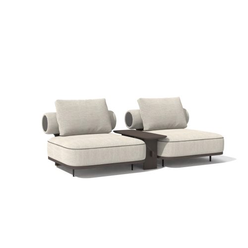 canapé kyoto, lauréat du prix good design, en tissu souple blanc, avec un module de table basse inter