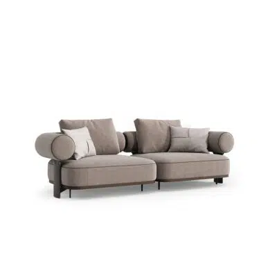 Sofa modulaire moderne en tissu beige par LEOPARD Furniture, sur fond blanc. Design d'intérieur luxueux canadien.