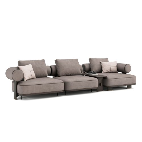 Luxueux canapé sectionnel moderne avec coussins en peluche sur fond blanc par LEOPARD Furniture, Canada.