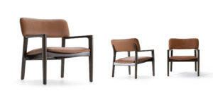 minimalist contemporary soho accent chair in cinnamon leather