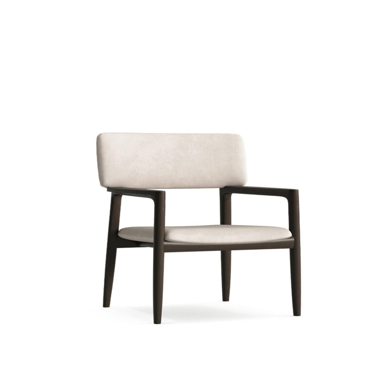 minimalist contemporary soho accent chair in light gray leather