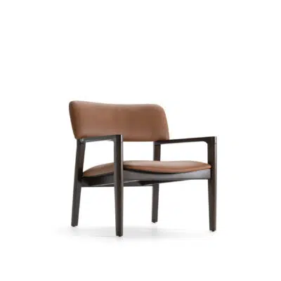 minimalist contemporary soho accent chair in cinnamon leather