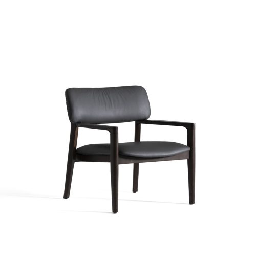 chaise d'appoint soho contemporaine minimaliste en cuir noir