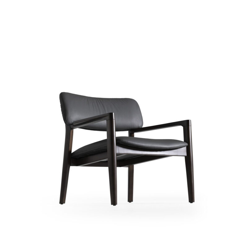 minimalist contemporary soho accent chair in black leather