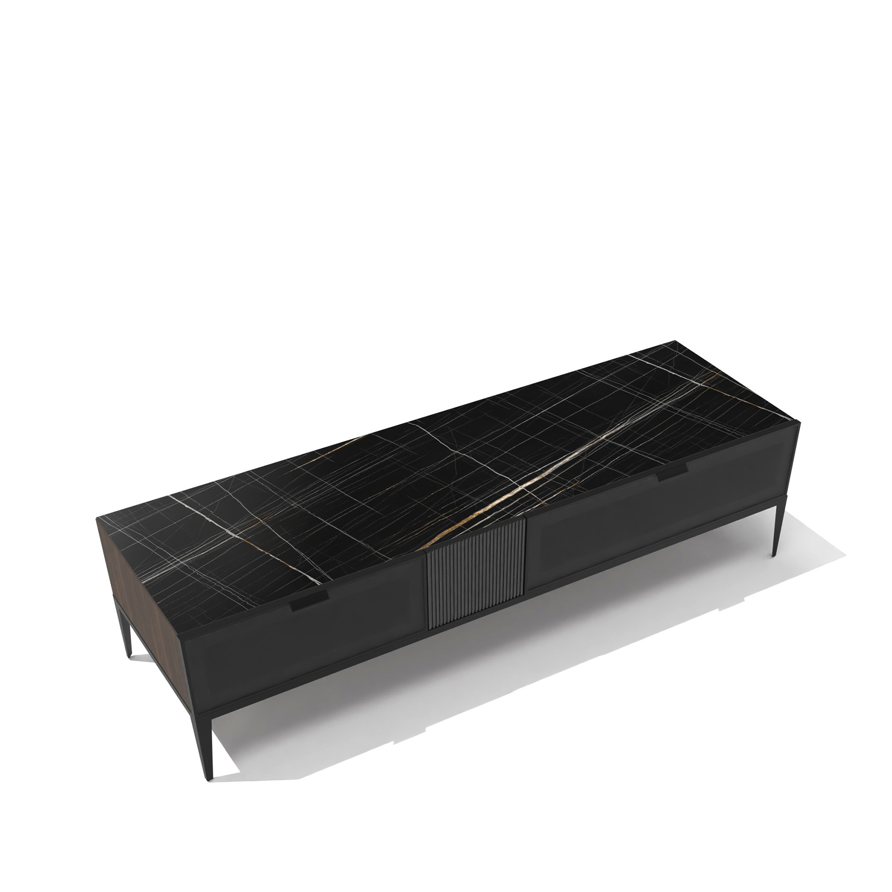black marble toronto tv stand small size white background top view