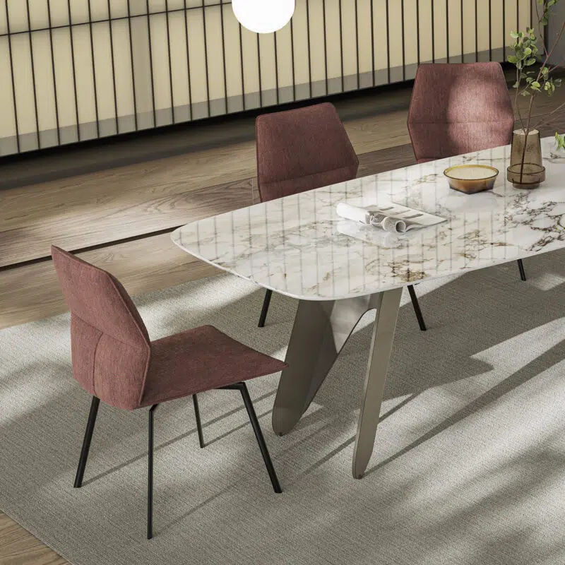 asos modern dining chair in pink with delicate black metal legs