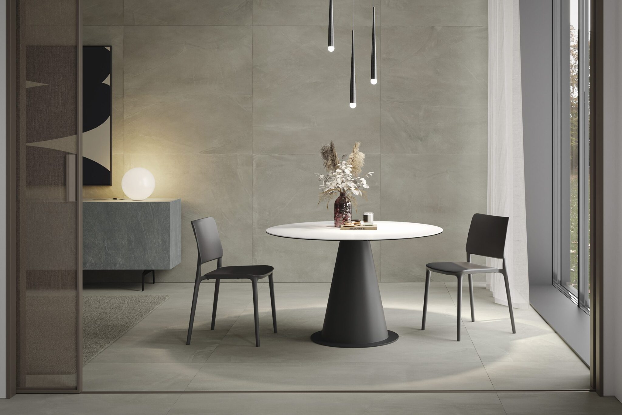 Round White Ceramic Elegance - Minimalist Luna Dining Table