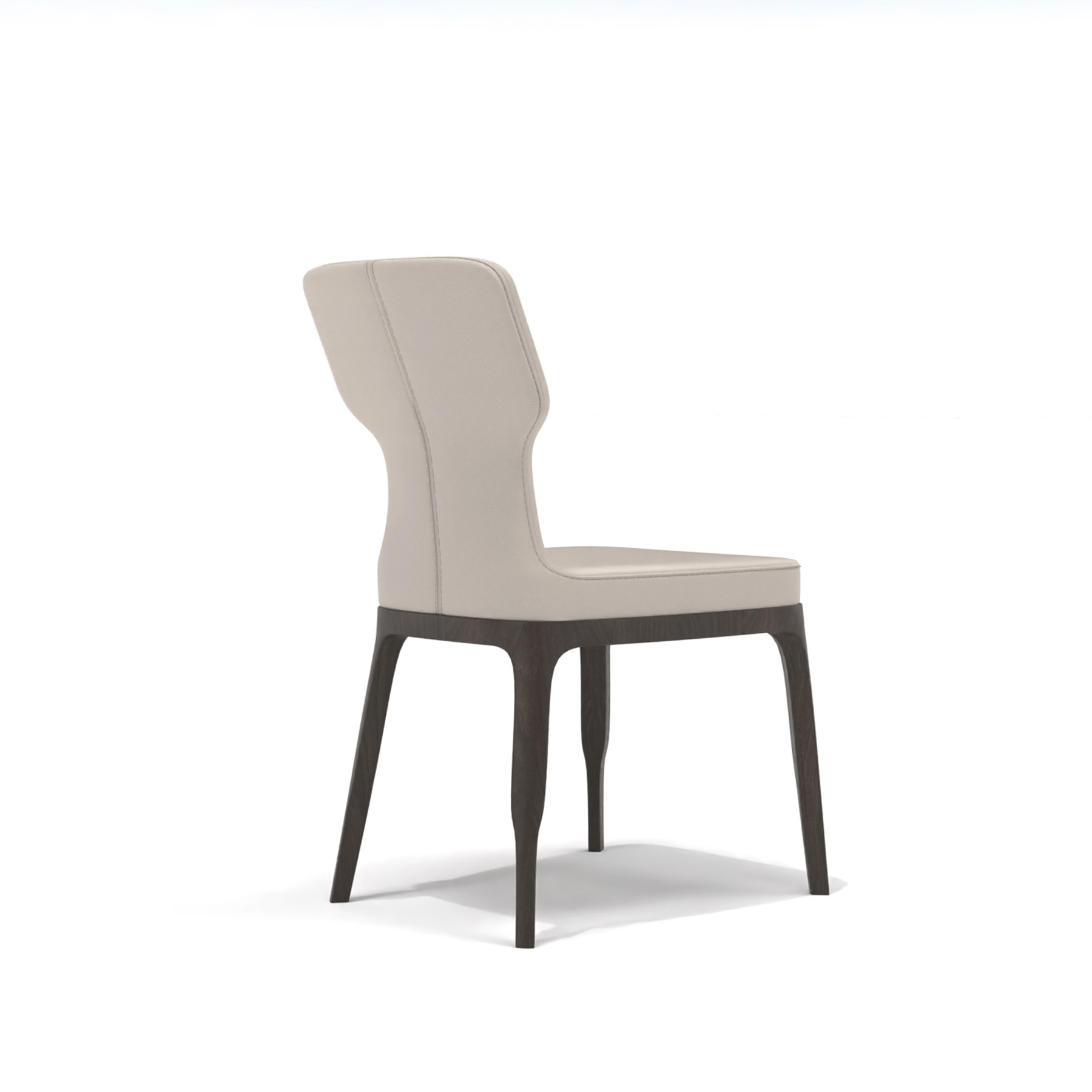 T shape high-end dining chair with solid wooden legs and beige leather t-montreal dining chair white background picture