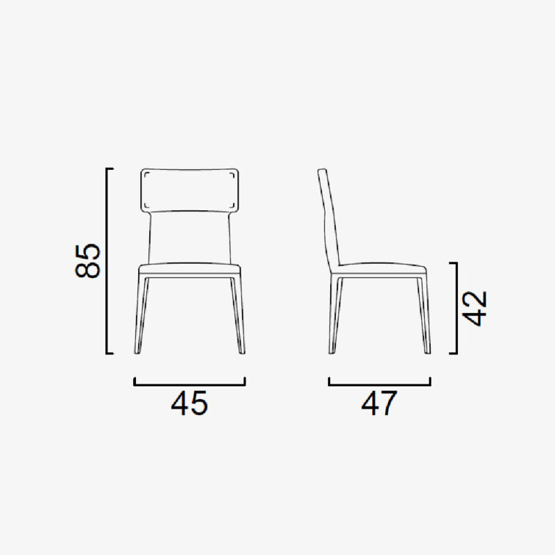 T shape high-end dining chair t-montreal dining chair blue print dimensions