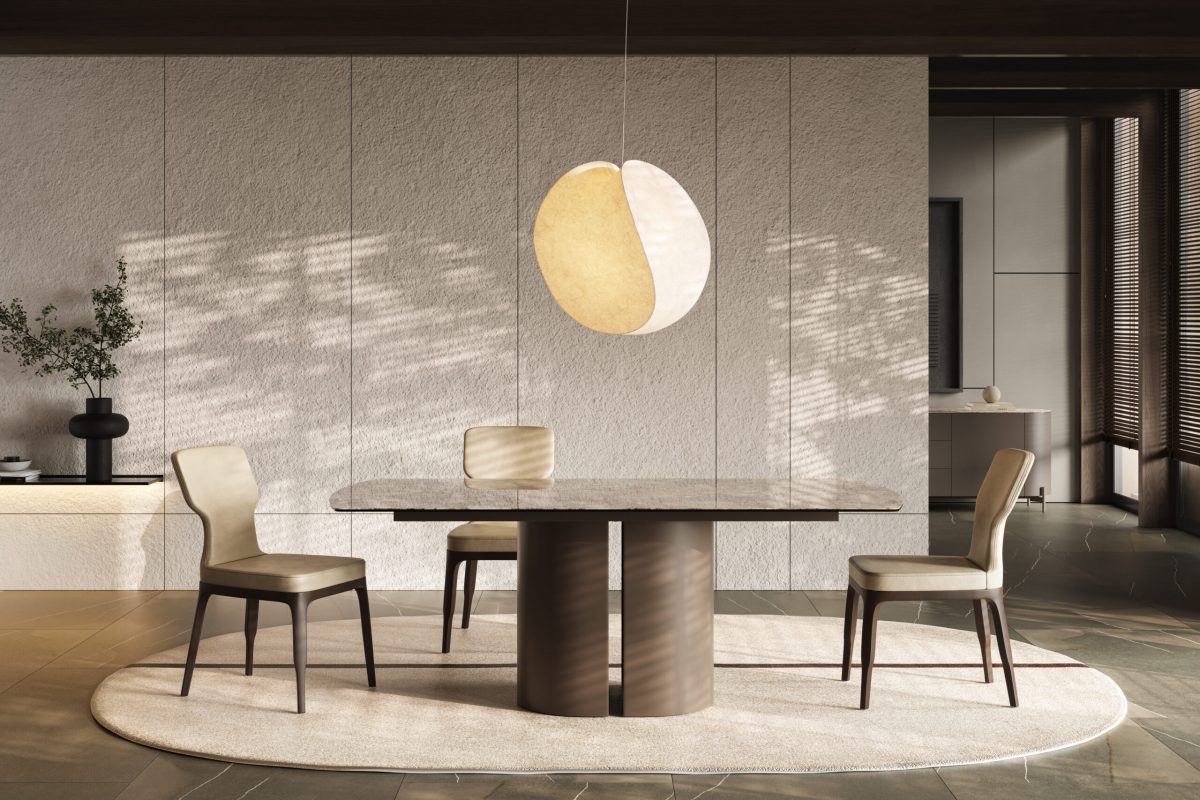 Beige Ceramic Dining Table | Vinci | Modern Mid-Century Style