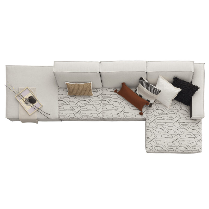 bohemian style modular sofa with ottoman module top view