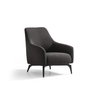 comfy stylish armchair in dark gray upholstery