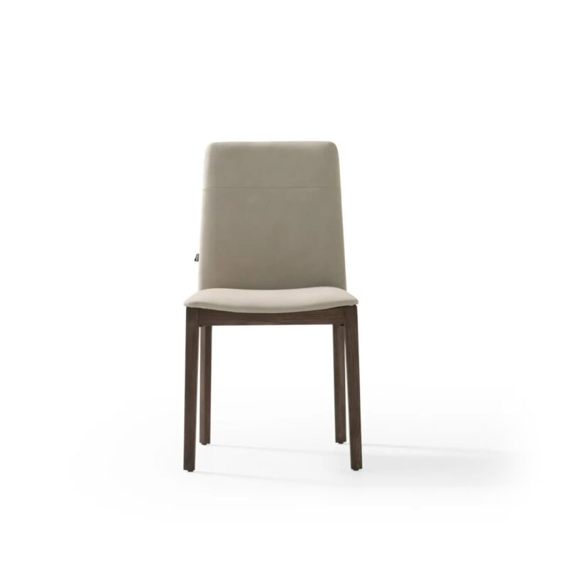 scandinavian chair front view off white leather
