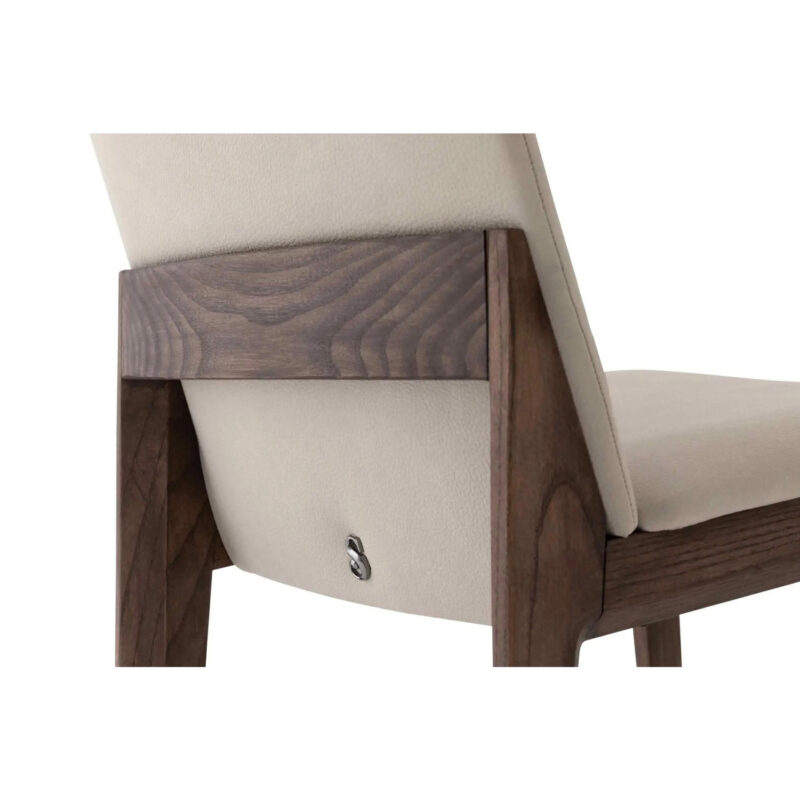 scandinavian chair detailed view off white leather