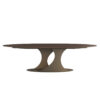 Oval designer dining table by LEOPARD Furniture on white background, high-end modern Canadian style.