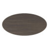 Oval table top in dark wood finish on a white background, perfect for luxury dining by LEOPARD Furniture, Canada.