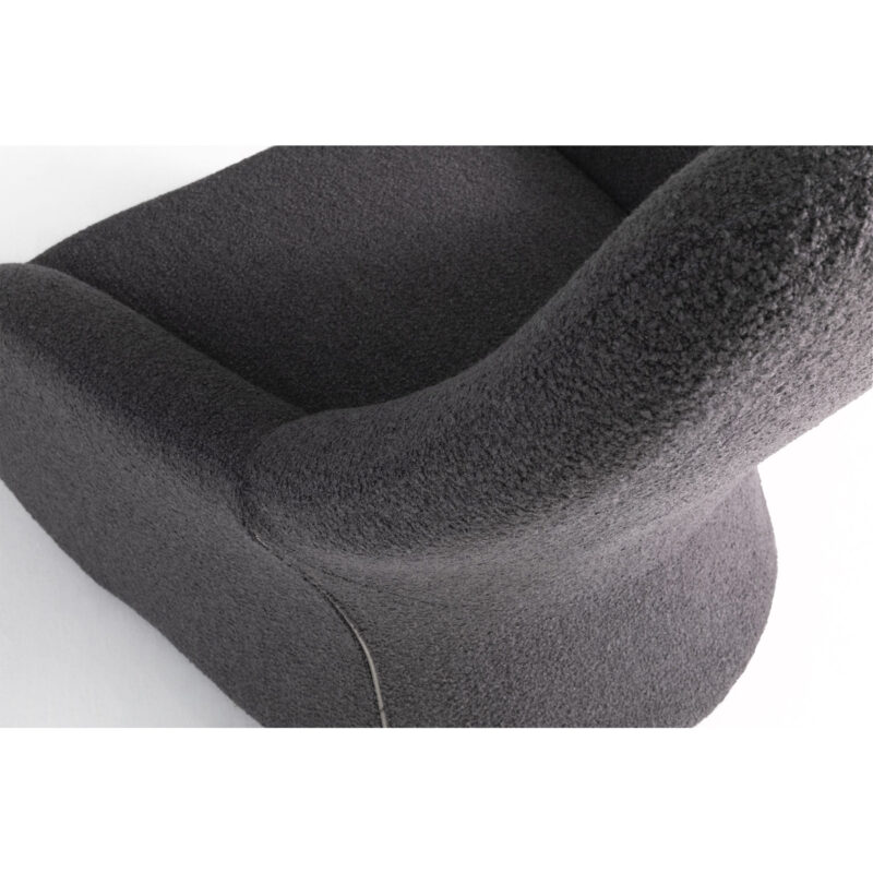 contemporary swivel black armchair all upholstered detrailed view