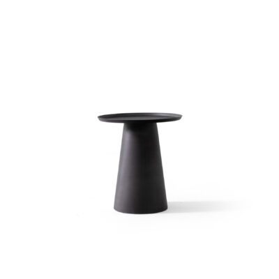 cone shaped small round long side table contemporary design charcoal color