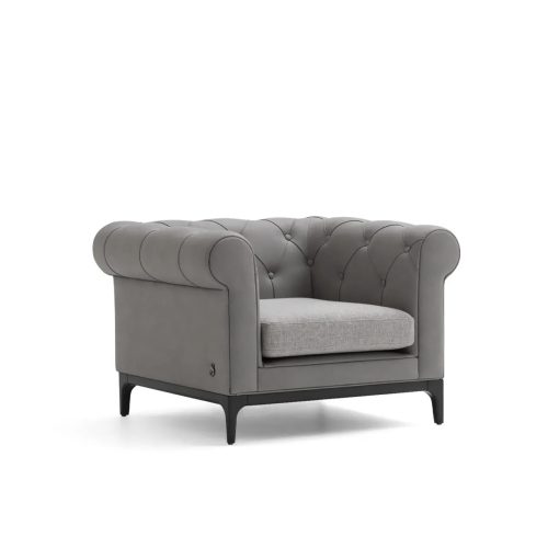 fauteuil chesterfield cuir gris