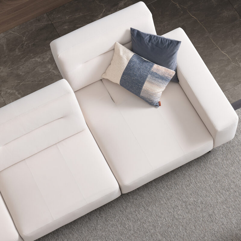 white sofa with mechanism