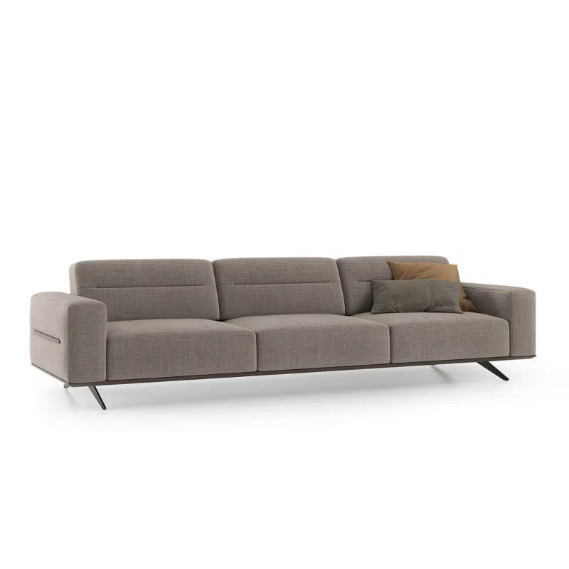 Modern grey sectional sofa on white background, sleek design from LEOPARD Furniture.