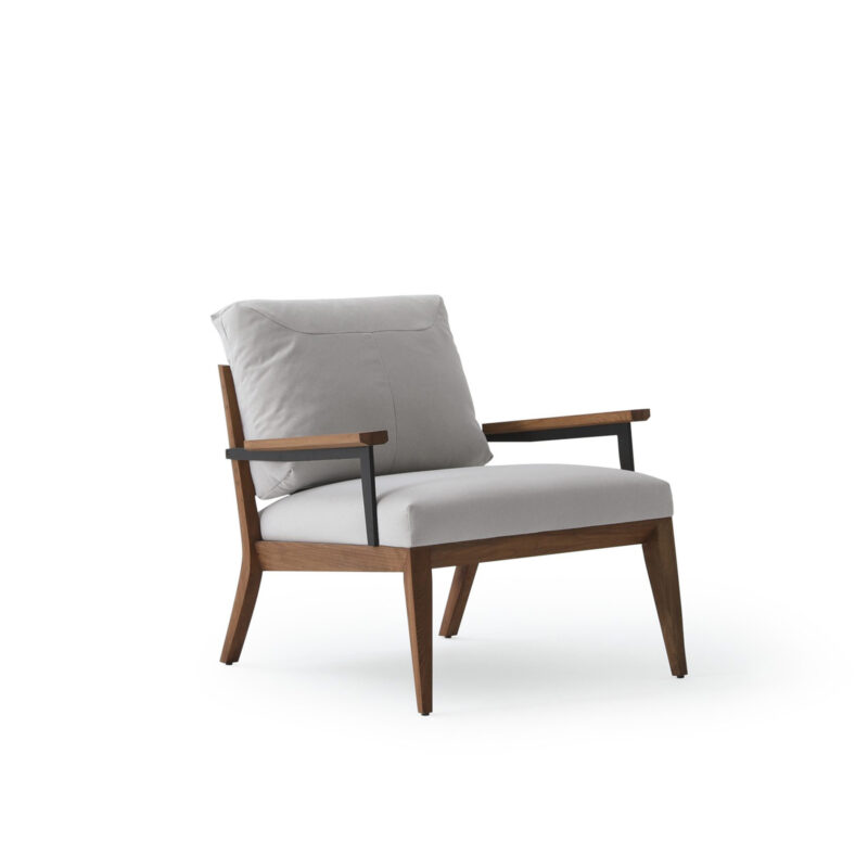wooden modern bohemian design white armchair