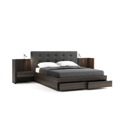 high tech lift-up storage wooded bed with drawers at front