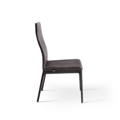 high back dining chair in black leather overall view