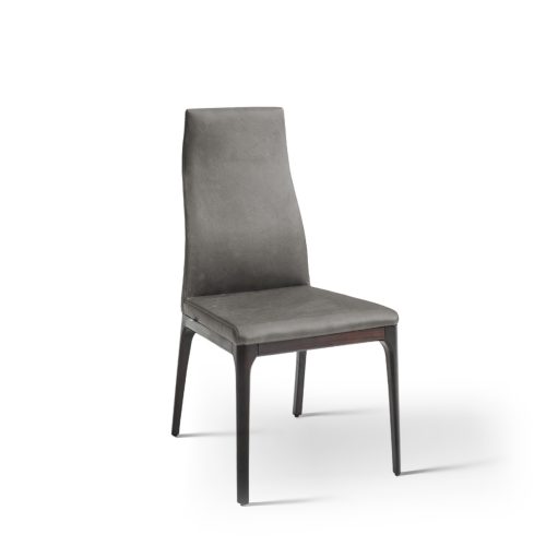 Chaise de salon élégante en velours gris sur fond blanc par LEOPARD Furniture, design haut de gamme au Canada.