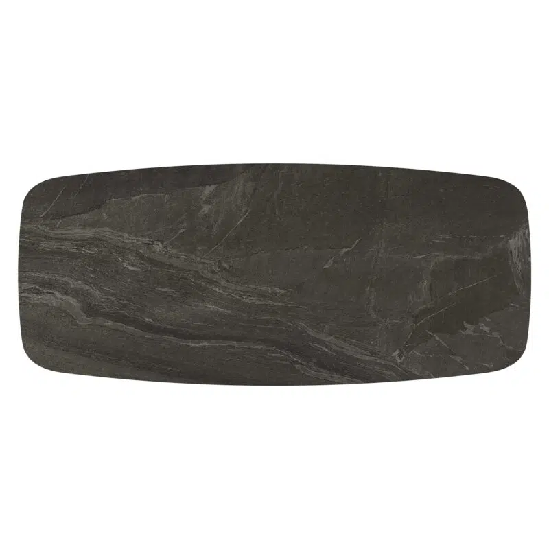 black ceramic table top boat shaped