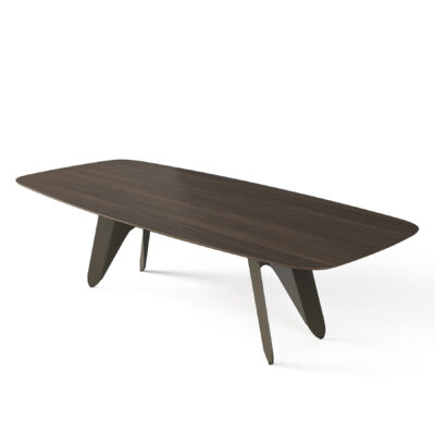 boat shaped farfalle dining table with wooden table top