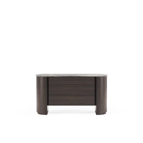 Modern luxury wooden dresser with marble top from LEOPARD Furniture on white background.