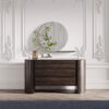 Elegant walnut dresser in a classic interior bedroom setting, featuring LEOPARD Furniture's sophisticated design.