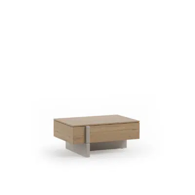 Modern wooden coffee table on white background from LEOPARD Furniture, high-end Canadian interior design.