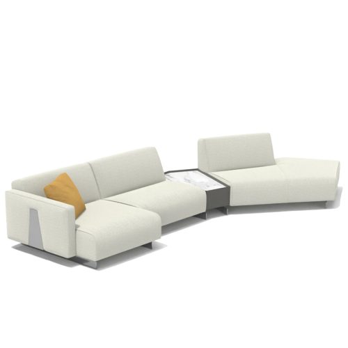 Canapé sectionnel modulable avec table basse élégante sur fond blanc, le design moderne haut de gamme de LEOPARD Furniture.