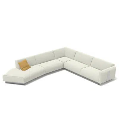 Luxe canapé en L moderne sur fond blanc avec coussin jaune, de LEOPARD Furniture, pour design d'intérieur haut de gamme.