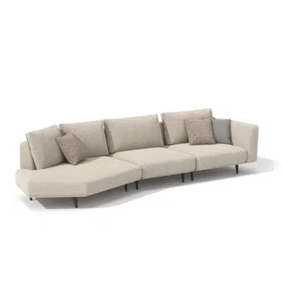 Modern beige sectional sofa on white background, perfect for luxury interiors by LEOPARD Furniture, Canada.