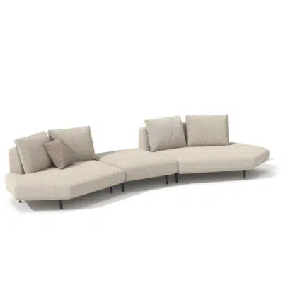 Modular beige sectional sofa on white background. High-end modern design by LEOPARD Furniture, Canada.