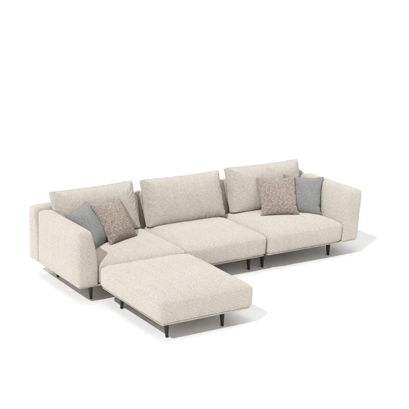 Luxurious beige sectional sofa with cushions, modern design by LEOPARD Furniture; displayed on white background.