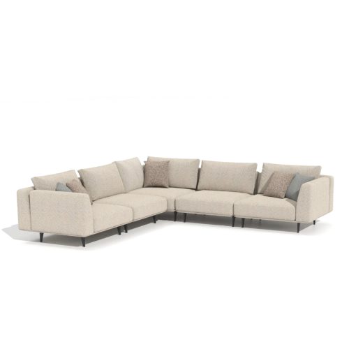 Luxueux canapé sectionnel en L beige sur fond blanc par LEOPARD Furniture, parfait pour les intérieurs modernes.